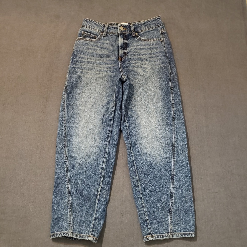 Time and‎ Tru Tapered Jeans Womens 6 Blue High Rise Seam Front